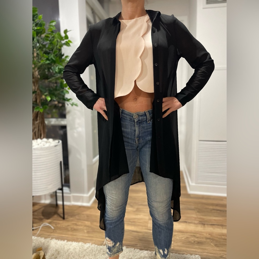 H&M black chiffon jacket size 8